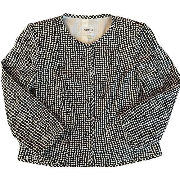 ARMANI COLLEZIONI Le Giorgio $895 Italy Geo Print Cotton Silk Jacket Top Size 12 - Picture 3 of 5